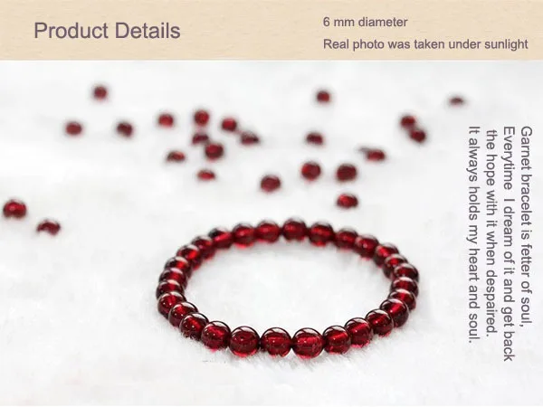 Starbeauty Luxury AAA Grade Red Garnet Bracelet Charm Beaded Bracelets &amp Bangles Healthy for Women Men Jewelry | Украшения и
