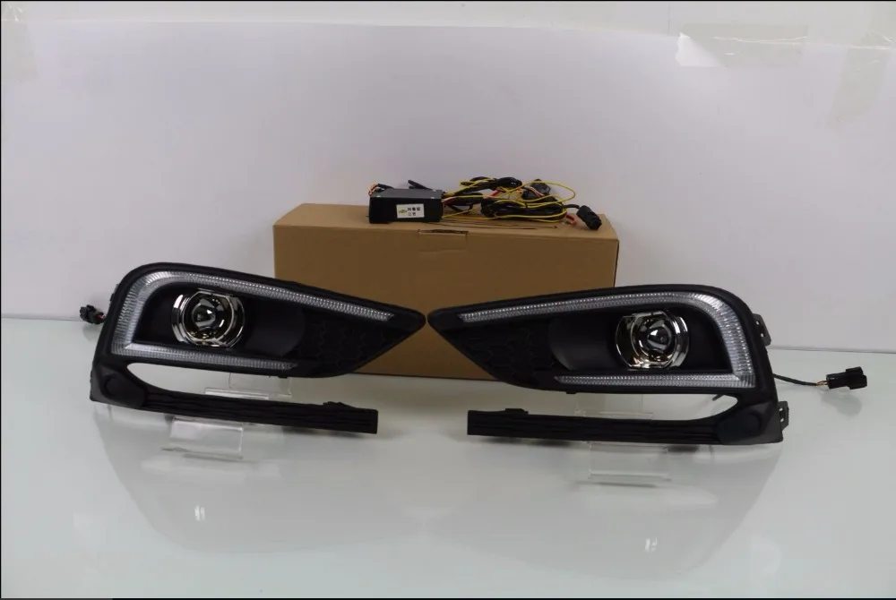 Qirun led drl daytime running light for Chevrolet cruze 2016-2017 with yellow turn signals +dimmer and blue night |