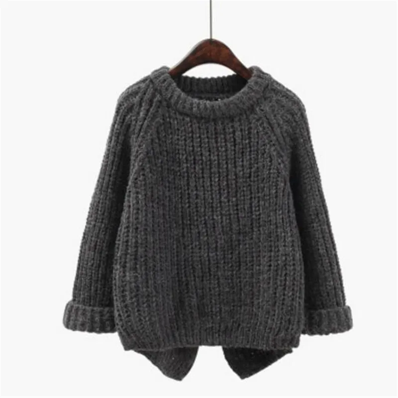 WKOUD Candy Colors Back Split Sweaters WomenBatwing Sleeve Knitted Pullovers Wide Needles Knitwear Jumper Streetwear M8196 | Женская