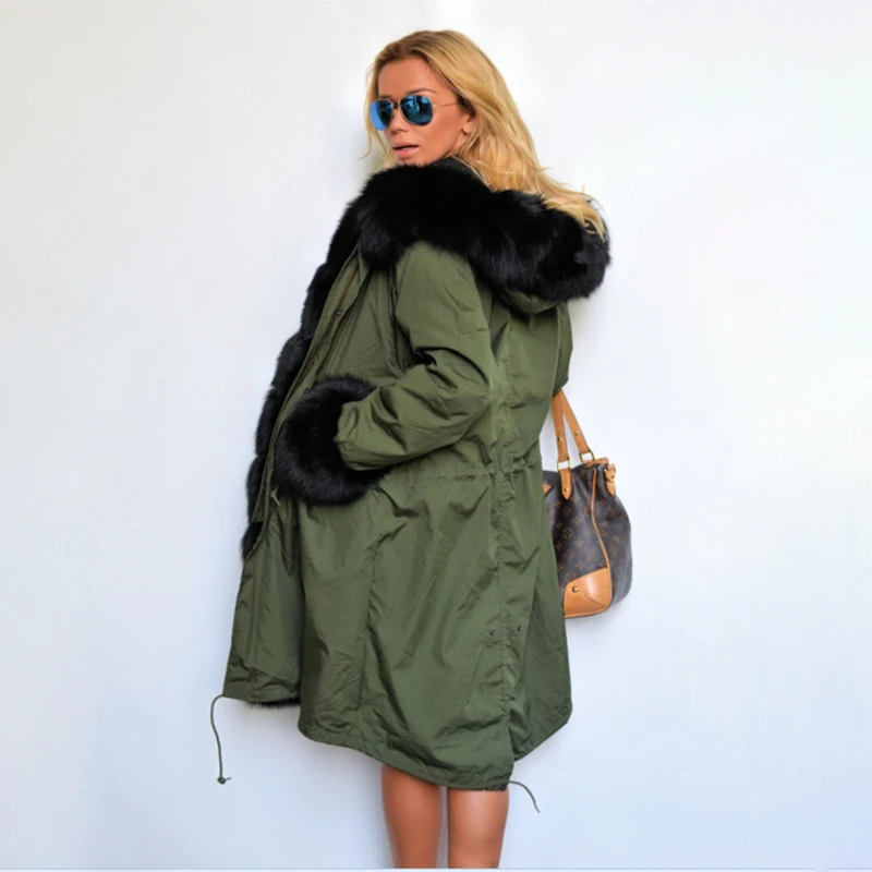 Tatyana Furclub New Real Fur Parka Winter Outwear Natural Fox Fur Collar Coats For Women Fur Jacket Office Lady Thick Warm Parka