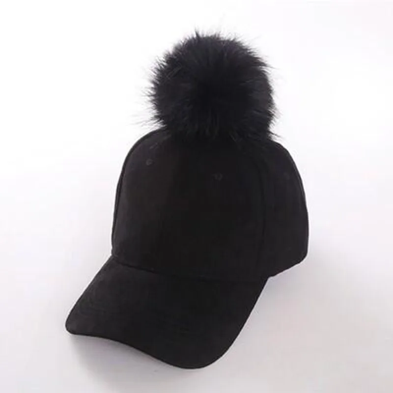 Invierno Pompón Rosa Suede Mujeres Gorra De becisbol de la Calle otomino Gorro Negro De Moda Elegante Mujer Sombrero De Hip Ho - Цвет: 3