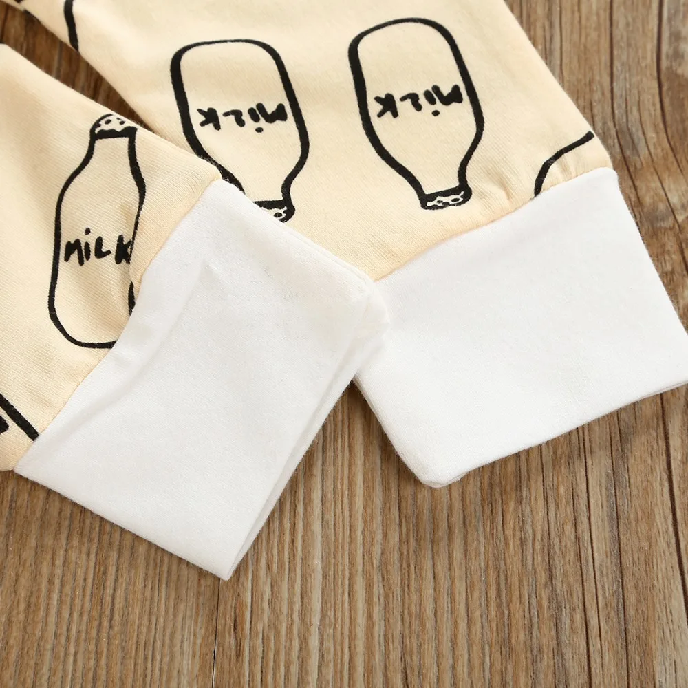 New 2019 Autumn Newborn Clothes Baby Boy Girl Milk bottle Long Sleeve T-shirt+pants +Hat 3Pcs girl Suit | Детская одежда и обувь