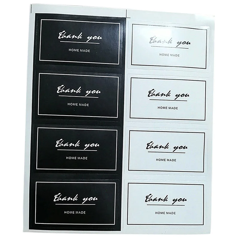 80 шт/10 листов прямоугольник черный и белый &quotспасибо&quot выпечки Печать стикер