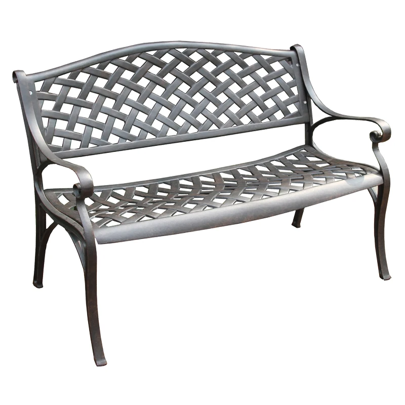 Outdoor Park Double Seat Chair Cast Aluminum Garden Lover Seat Chair Balcony Benches Community Long Benches