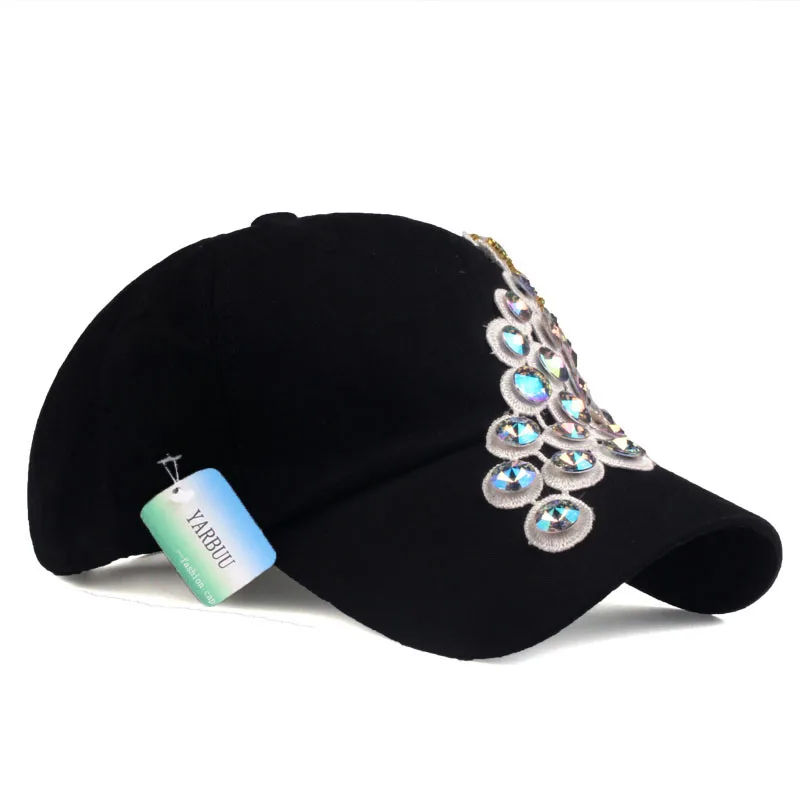 [YARBUU] Brand cap high quality style baseball caps for women Grape rhinestone denim caps hip hop girl's snapback hat wholesale