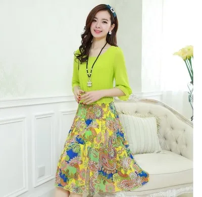 Бесплатная доставка Весна 2020 женское платье большого размера свободное тонкое богемное шифоновое с принтом