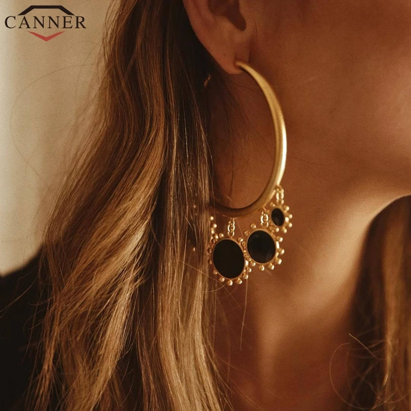 Женские серьги кольца CANNER Fashion Big круглые обруч Gold модные кольца|Серьги-кольца| |