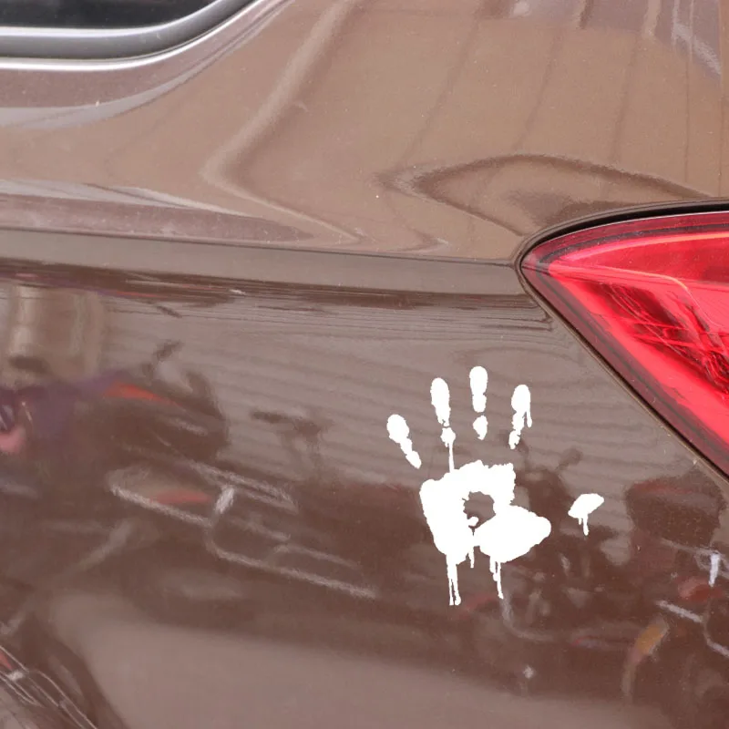 

YJZT 13.5CM*15.2CM Bloody Handprint Zombie Car Sticker Vinyl Decal Black/Silver C3-2004