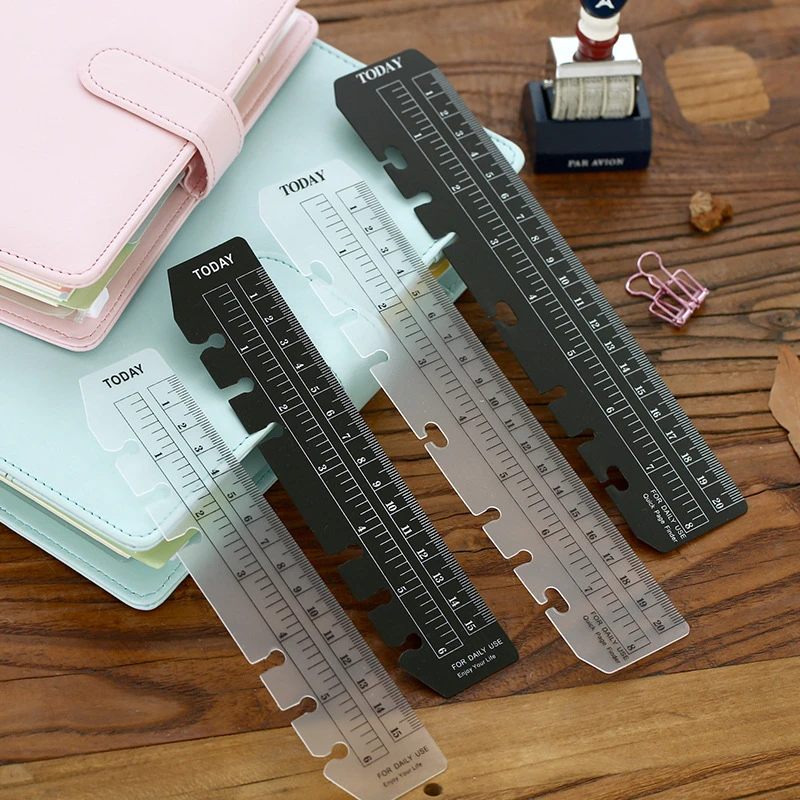 5Pcs A5A6 Bookmark Rulers Back White Color for Binder Planner Notebooks Office School Index Ruler Accessories|bookmark ruler|spiral rulerpvc ruler |
