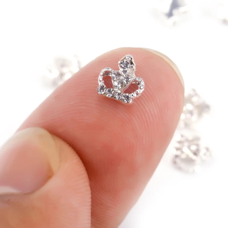 стразы для ногтей на ногти маникюра 10 шт. Блестящие серебряные сплава стразами