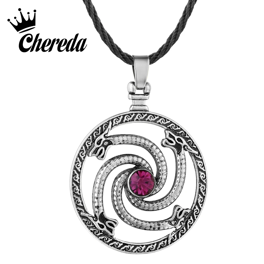Chereda винтажные Valknut Viking славянские подвески и ожерелье s Wolfs с красным камнем
