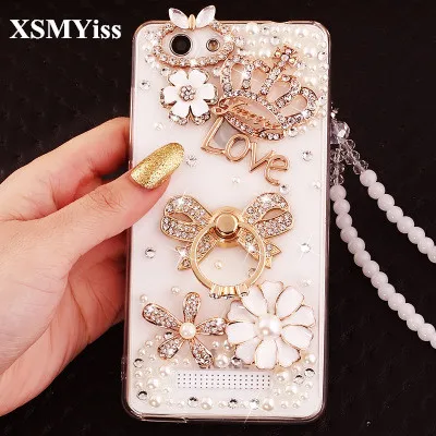 XSMYiss Luxury Rhinestone Diamond Ring Stands Crown Soft Case Cover For Xiaomi Redmi 5 6 4X 4A 5A 6A 8A Note 4 7 8 Pro |