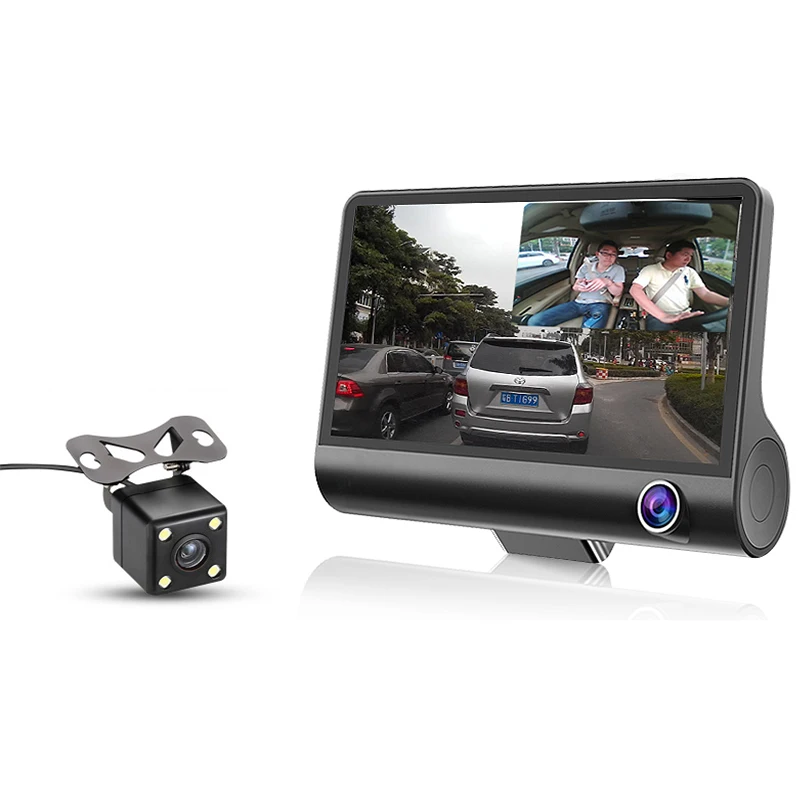 

4,0 "IPS экран Автомобильный видеорегистратор Камера трехсторонняя камера широкоугольный цикл видеокамера автомобиля рекордер Full HD 1080P 170 гра...