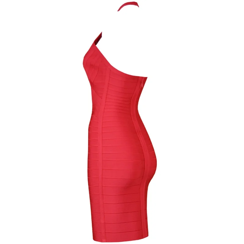 2019 Summer New Red Sexy Halter Women Bodycon Bandage Dress Mesh Patchwork Cocktail Party Dresses Vestidos Leger Babe Wholesale | Женская