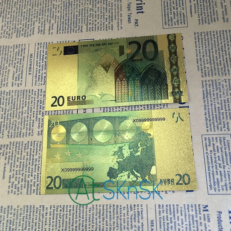7pcs/lot Colorful gold foil artwork 7 designs Europe currency plated Euro banknote collectibles fake money for gift | Дом и сад