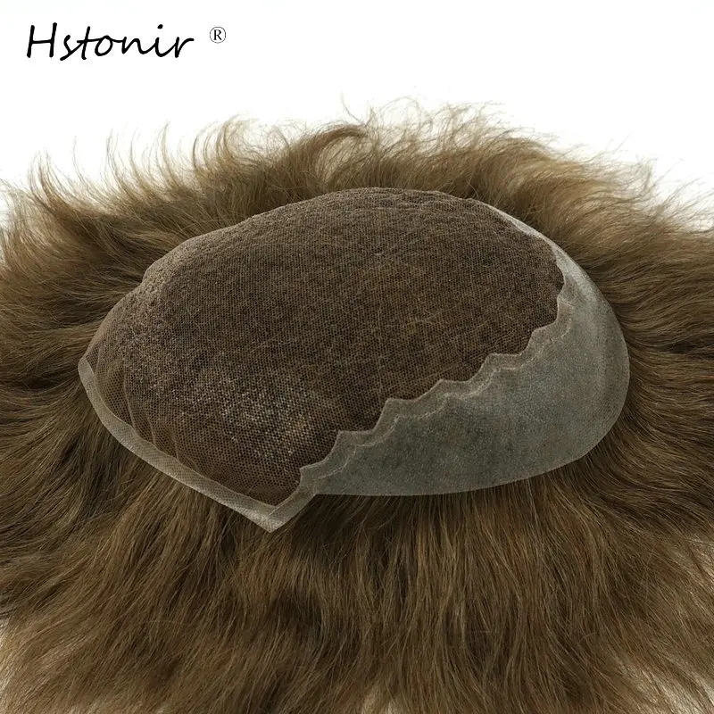 Hstonir 6 дюймов природных прямые волосы мужские тупею швейцарской Кружево и из искусственной кожи мужские конский волос Замена Системы пользовательские База H045