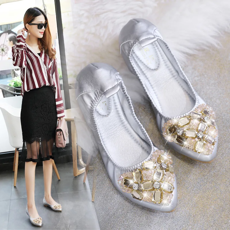 Ослепительный бриллиант острый носок шлёпанцы женская обувь на толстой