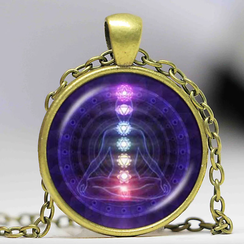 (1 шт./лот) чакра Йога ожерелья бронзовые кулоны цепь индуизм ожерелье знак