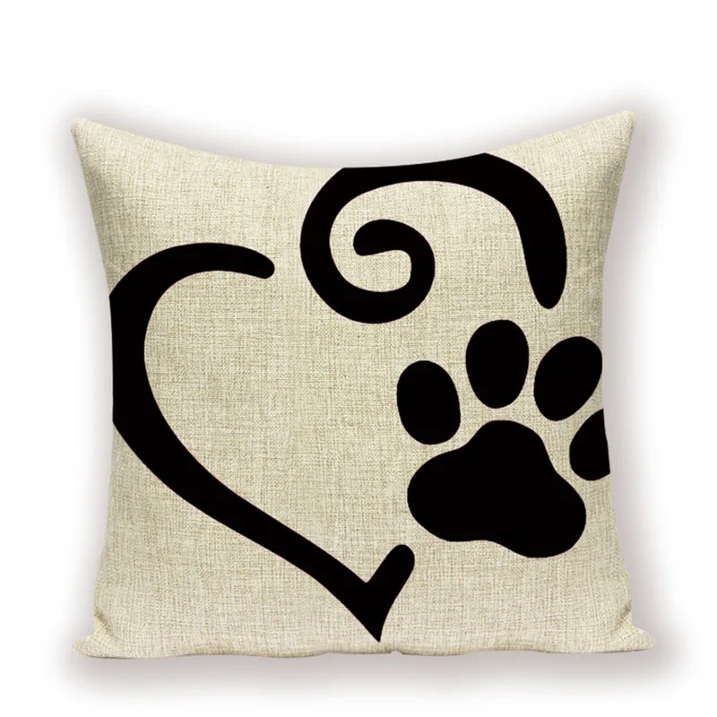 Льняная наволочка с изображением собак Pumelo Tree 45x45 см