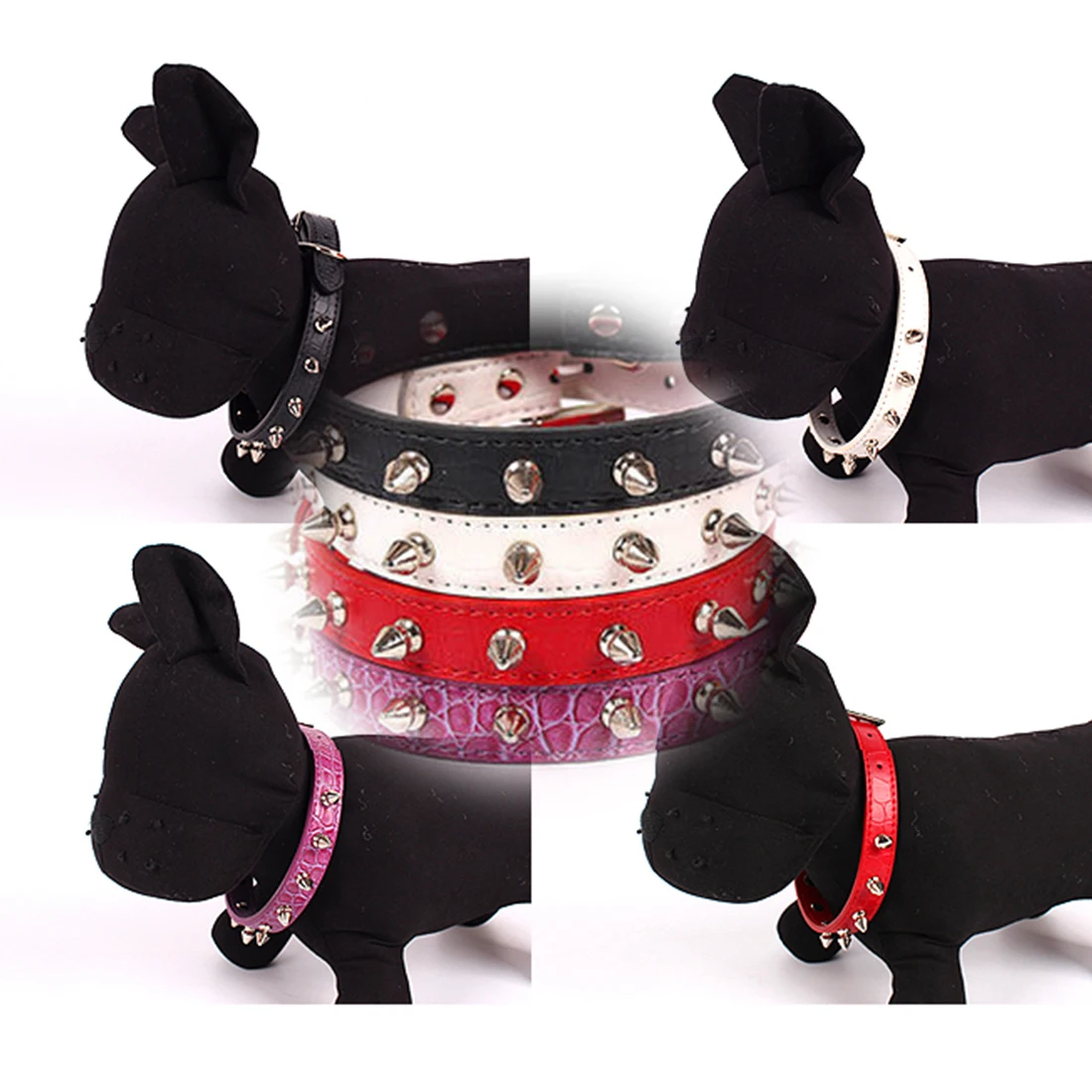 Ошейники для собак кожаный ошейник конфетного цвета с заклепками и шипами щенков