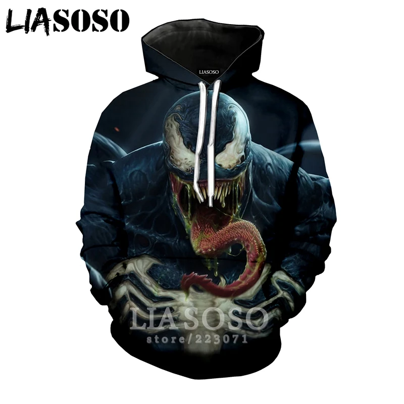 LIASOSO зимняя Новинка модная мужская и женская толстовка 3D принт с фильмом Веном