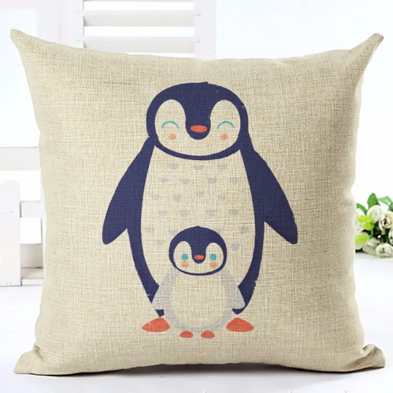 

Cartoon Style Cute Penguin Party Printing Linen Cotton Cushion Cover Throw Pillow Sofa Car Home Decor Pillow Case Almofadas