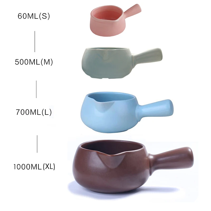 

700/1000ml Japanese Milk Jugs Handle Porcelain Matte Glazed Surface Sauce Cup Sharp Eagle Mouth Frothing Pot Coffee Container