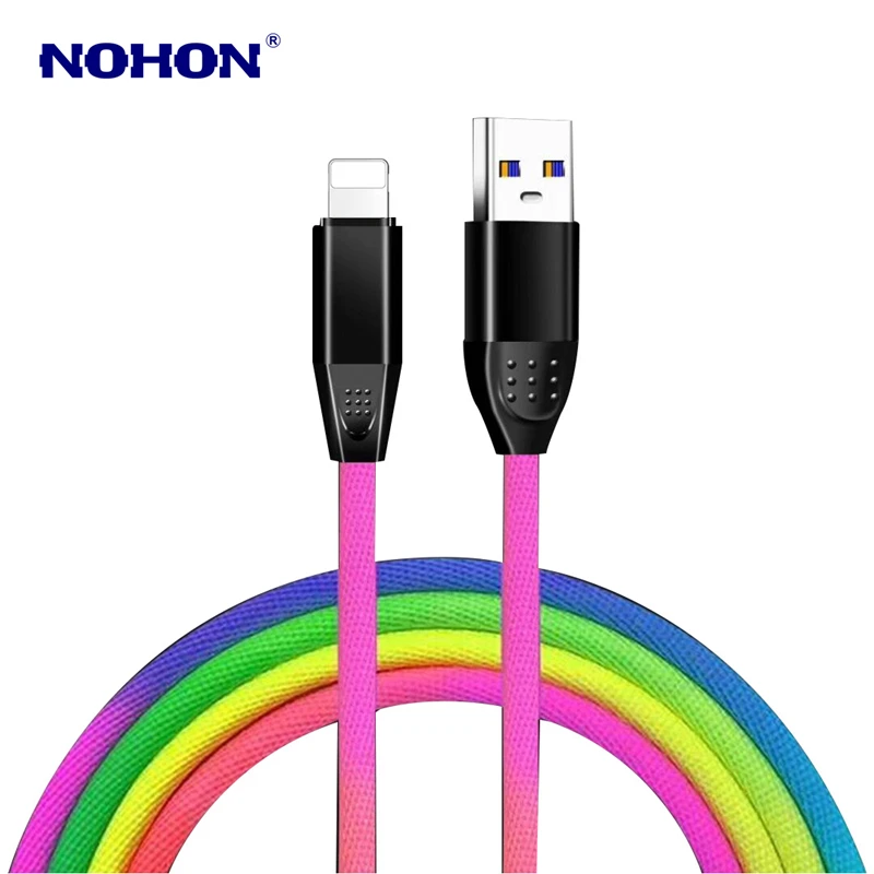 Цветной USB кабель для быстрой зарядки и синхронизации данных iPhone 5 5C 6S 6 7 8 Plus SE X XR XS