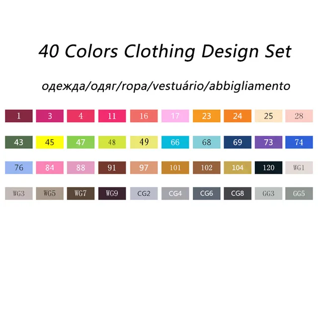 40 Clothing Design Touchnew 168 цветов Набор художников двойная головка набор маркеров для эскизов для экологически чистых школьных принадлежностей маркер ручка дизайн маркер - Цвет: 40 Clothing Design