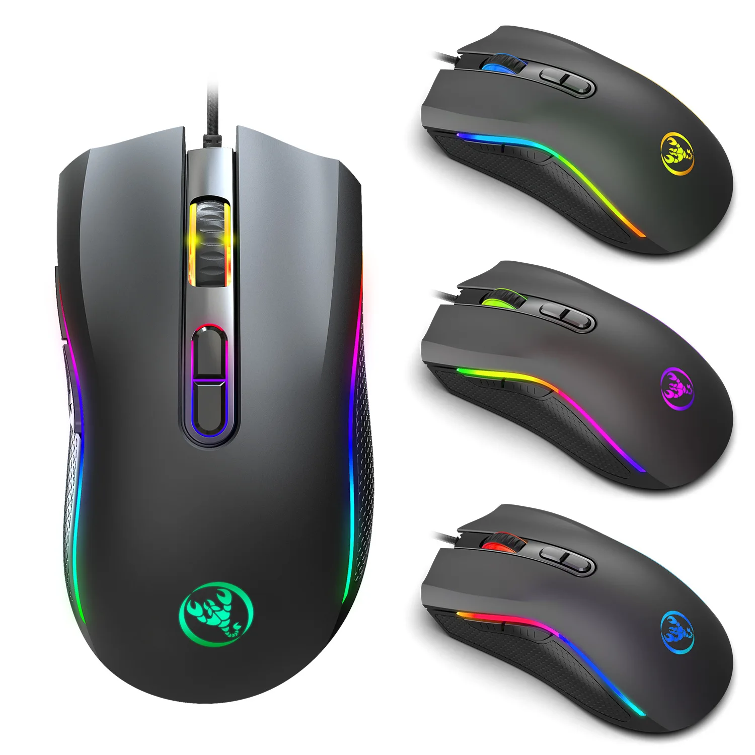 Светящаяся игровая мышь Hongsund RGB 7200 точек/дюйм 6 точек/дюйм|Мыши| |