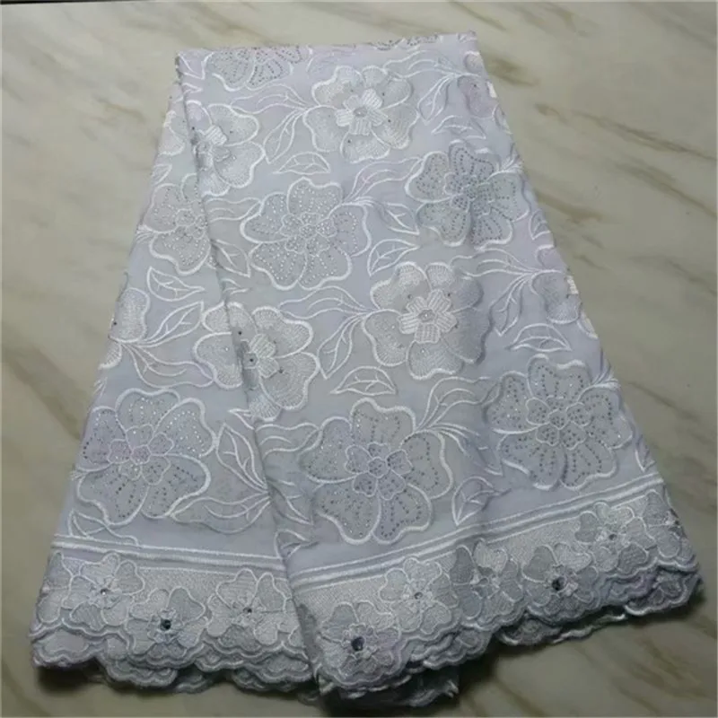 Новый дизайн высокого качества белая африканская швейцарская вуаль кружевная