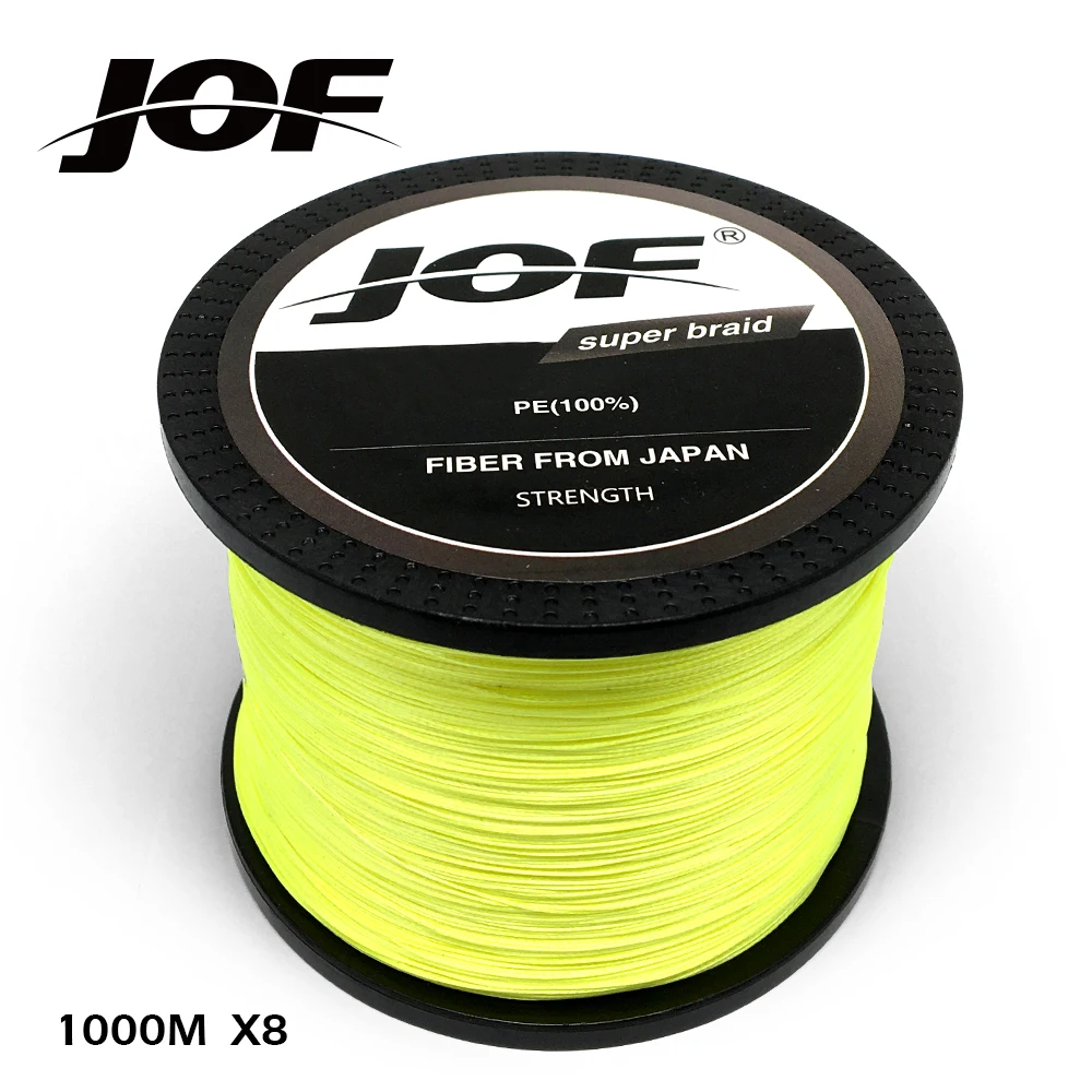 JOF плетеная рыболовная леска 8 нитей желтый 100 м 150 300 500 1000 Шнур linha multifilamento