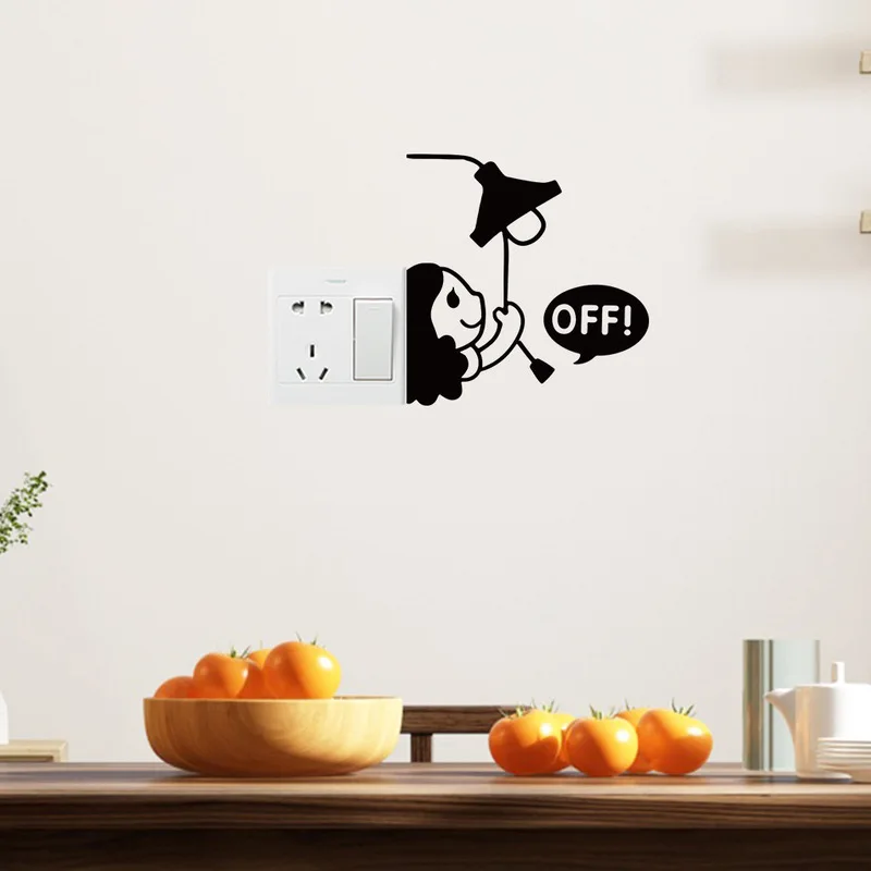 DIY креативные черные девушки мультфильм Съемные Наклейки на выключатель ПВХ