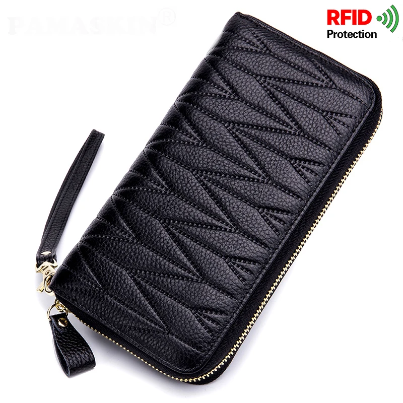 

New Arrivals RFID Protection Bank Geometric Multi-card Bit Women Wallet 2021 Hot Brand Large Capacity Cow Leather Card Wallets