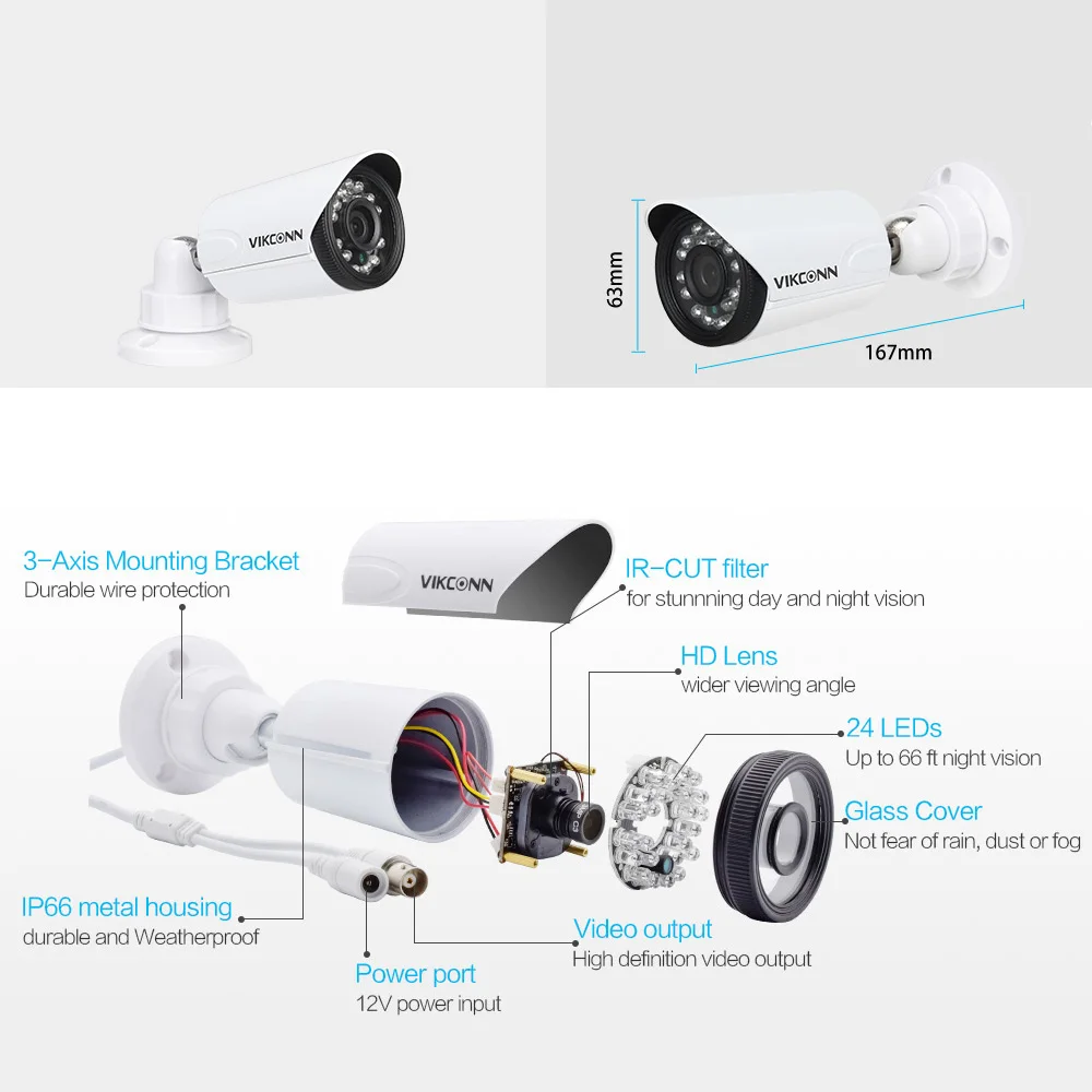 Vikconn 4CH 1080 P видео Камеры Скрытого видеонаблюдения CCTV Системы 4 шт. 2.0MP безопасности