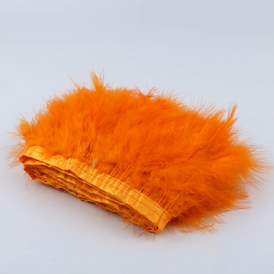 Полоска для бахромы с пушистыми перьями оранжевое украшение сделай сам