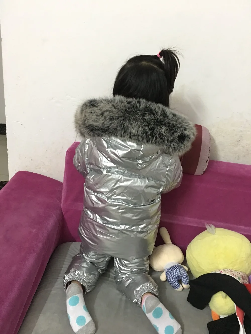 Зимний комплект серебристого цвета Детская плотная одежда для маленьких