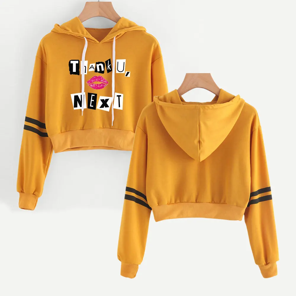 2019 Новинка Karajuku полосатая укороченная Толстовка Ariana Grande толстовки с капюшоном