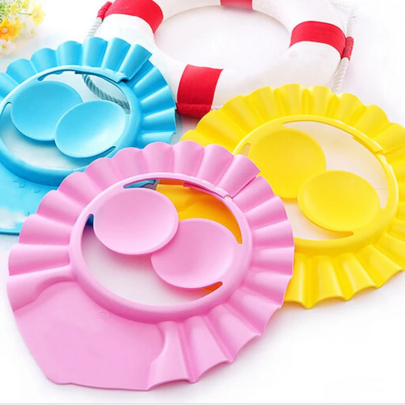 New Creative Funny Children Waterproof Cap Safe Baby Shower Cap Kids Bath Visor Hat Adjustable Baby Shower Cap Protect Eyes Hair