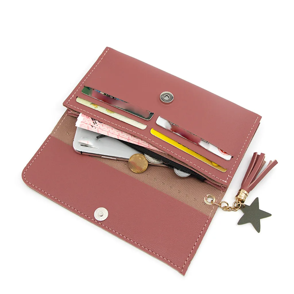 

Long Women's Wallet Female Purses Tassel Coin Purse Card Holder Wallets Female Pu Leather Clutch Money Bag Pu Leather Wallet