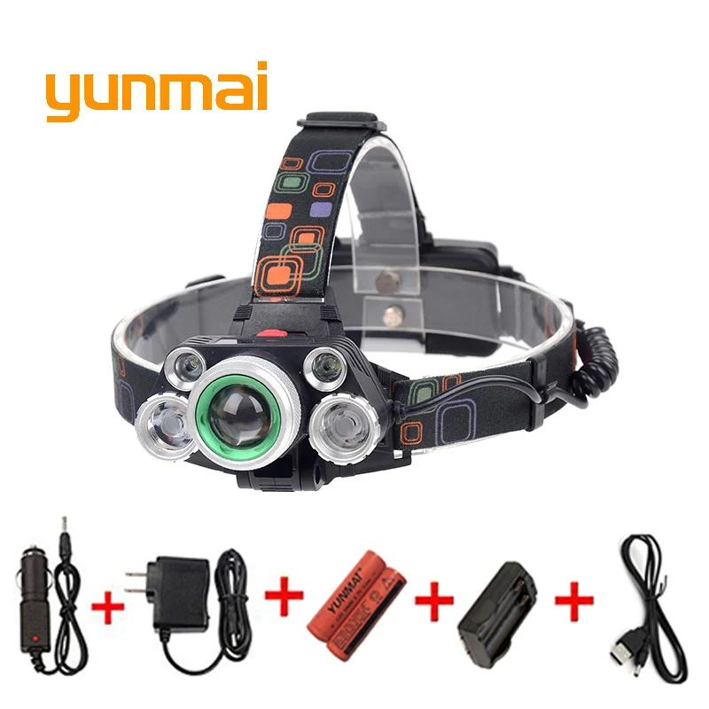 Мощный 5 Новый светодиодный налобный фонарь XM L T6 Q5 фара 15000 люмен для кемпинга