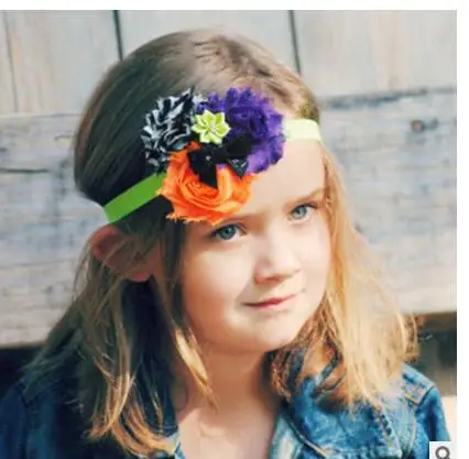 free shipping Baby Child Hair Accessories Pearl Rose chiffon shabby Flower Headwear Stretchy Band Headband | Тематическая одежда и