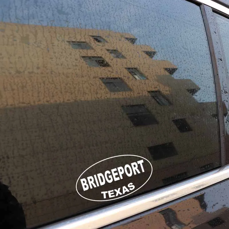 

YJZT 15CM*7.9CM BRIDGEPORT TEXAS Oval Car Sticker Vinyl Decals Black Silver C10-01681