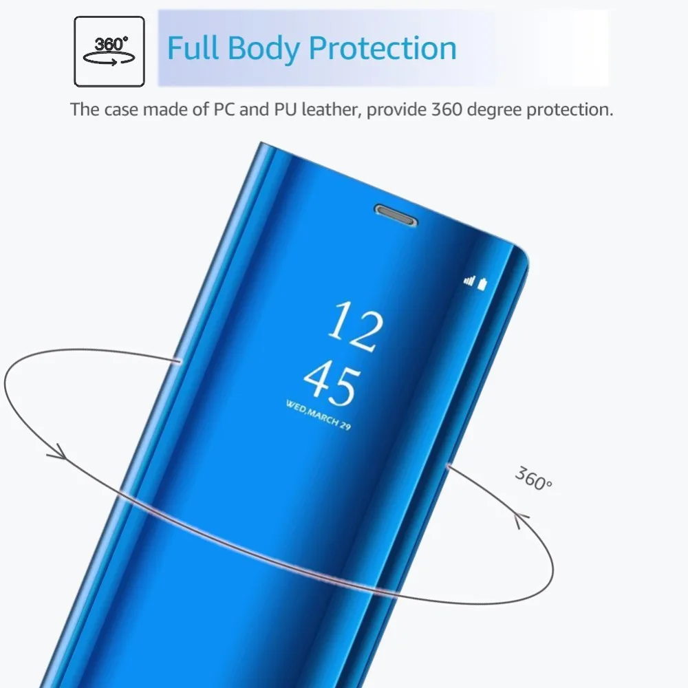 Прозрачный зеркальный умный чехол с покрытием для Samsung Galaxy S9 Plus A5 A3 2017 S8 S7 J3 J8 Edge