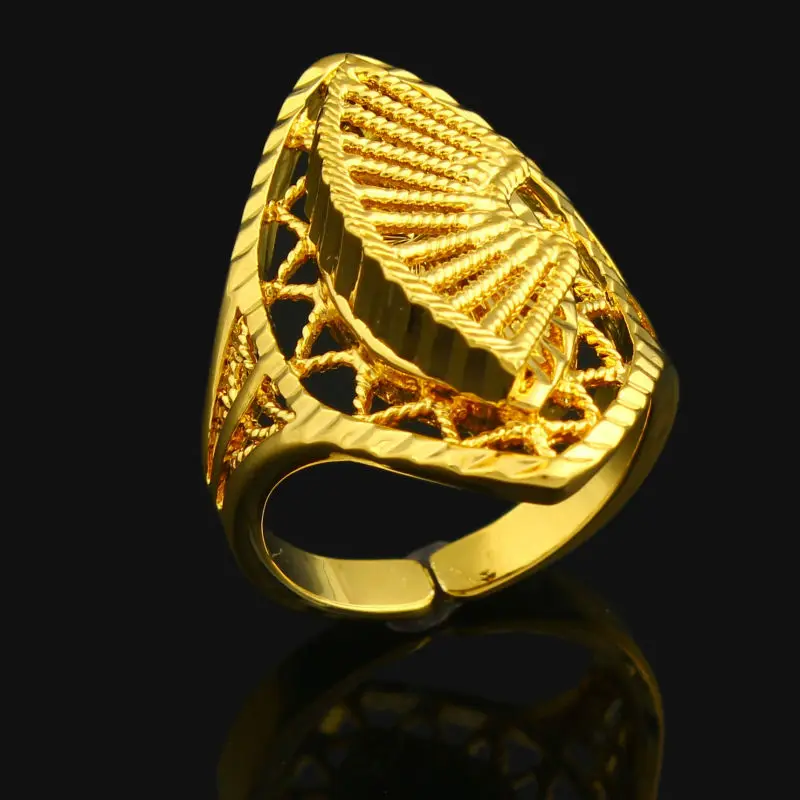 Женское свадебное Золотое кольцо в форме секции свободного размера с золотом 24 К