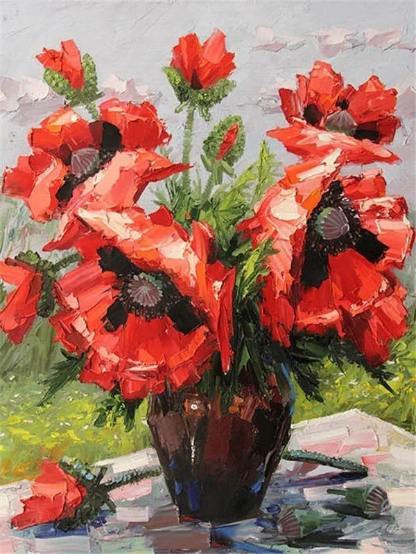 8071 Алмазная вышивка huacan Flowers стразы, квадратная/круглая Алмазная мозаика, алмазная живопись, цветок мака - Цвет: 8071