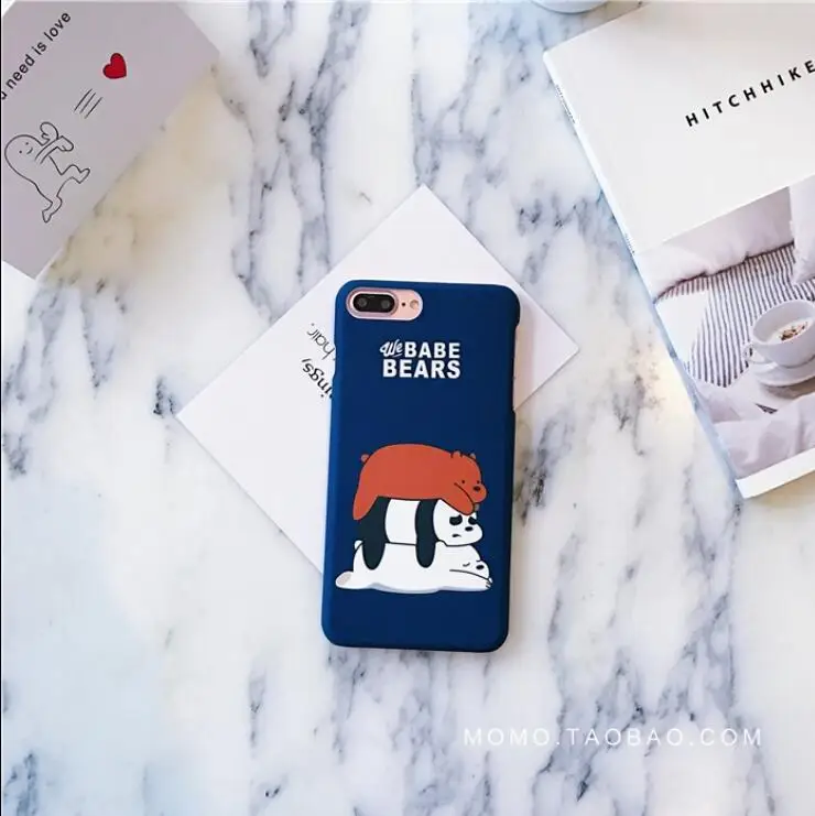 Для Iphone 6 6plus 6s plus 7 7plus 8 X милый чехол для телефона с изображением медведей гризли