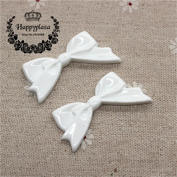 white 10pcs 10 шт. заколки для волос бант с плоской задней частью Кабошон Шарм DIY волос бант центр украшения, 25*46 мм - Цвет: white 10pcs
