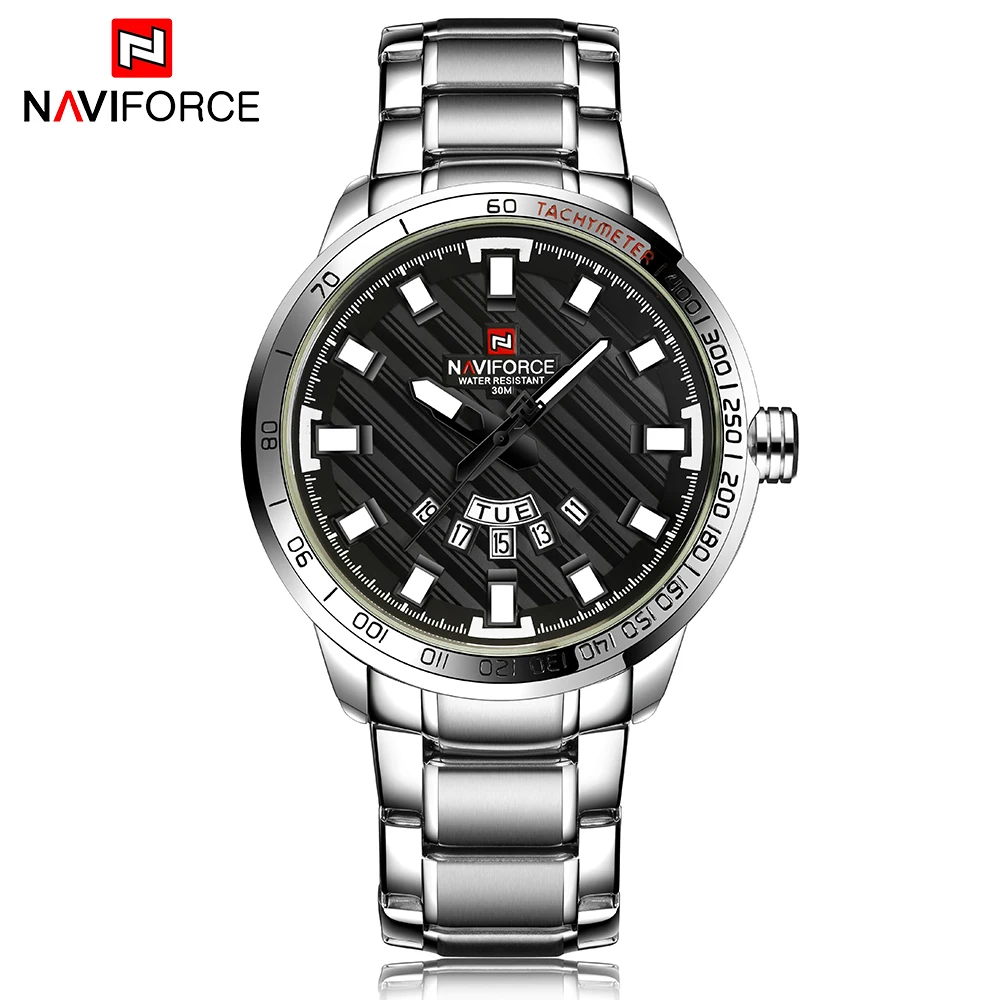 Часы NAVIFORCE мужские из нержавеющей стали кварцевые спортивные