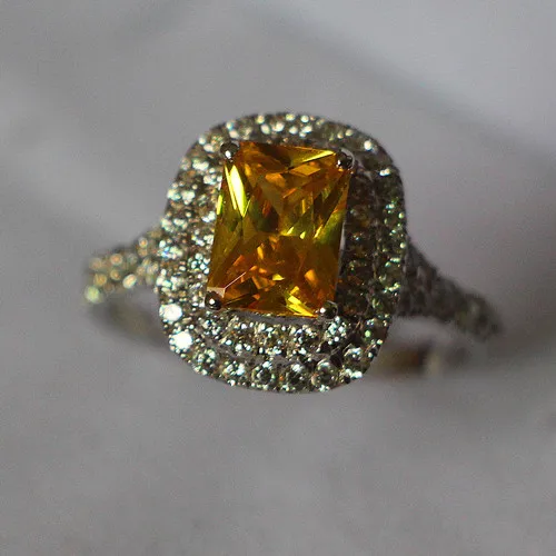 

14K 1CT желтое прямоугольное кольцо из настоящего твердого белого золота NSCD не выцветает качество бриллиантовое кольцо для невесты ювелирное ...